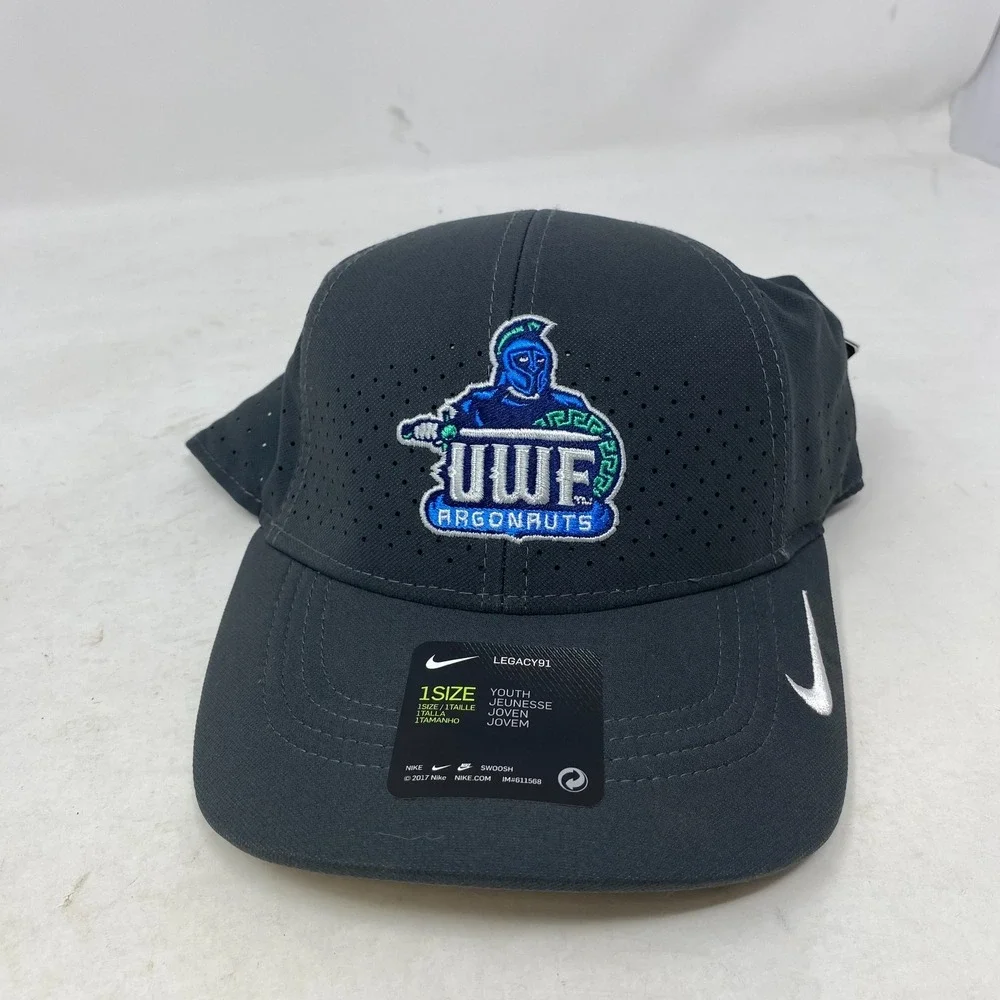 Nike UWF Argonauts Golf Cap Hat Black Adjustable Light Black Youth Sideline OSFM